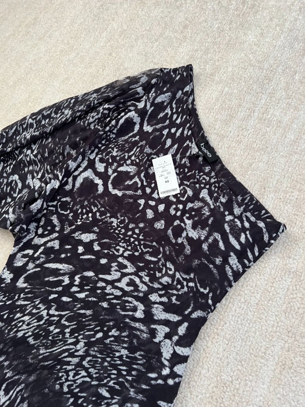 NWT Bebe Vixen One Shoulder Sheer Mesh Cocktail Blouse Top XS Y2K Going Out - Picture 3 of 8